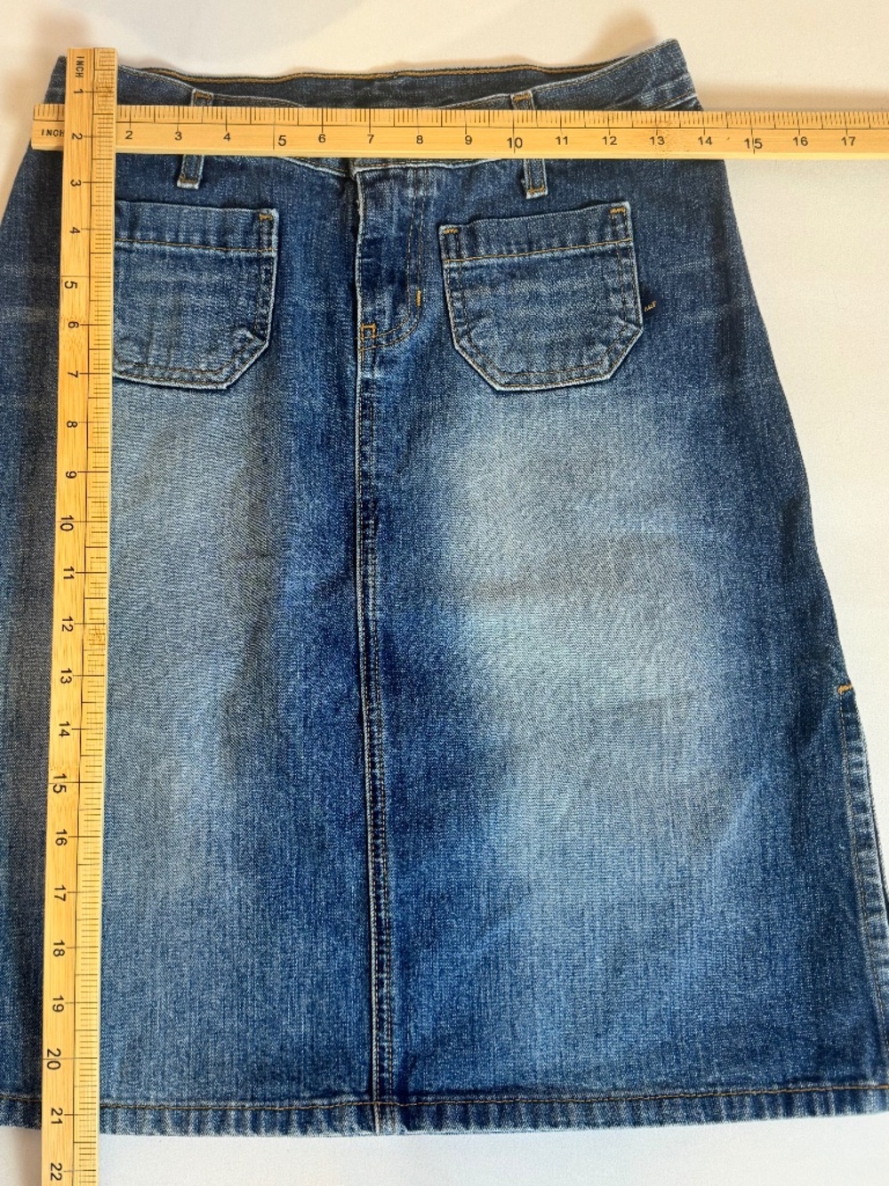 vintage Y2K Abercrombie & Fitch A-line denim midi slit hem skirt Sz 2